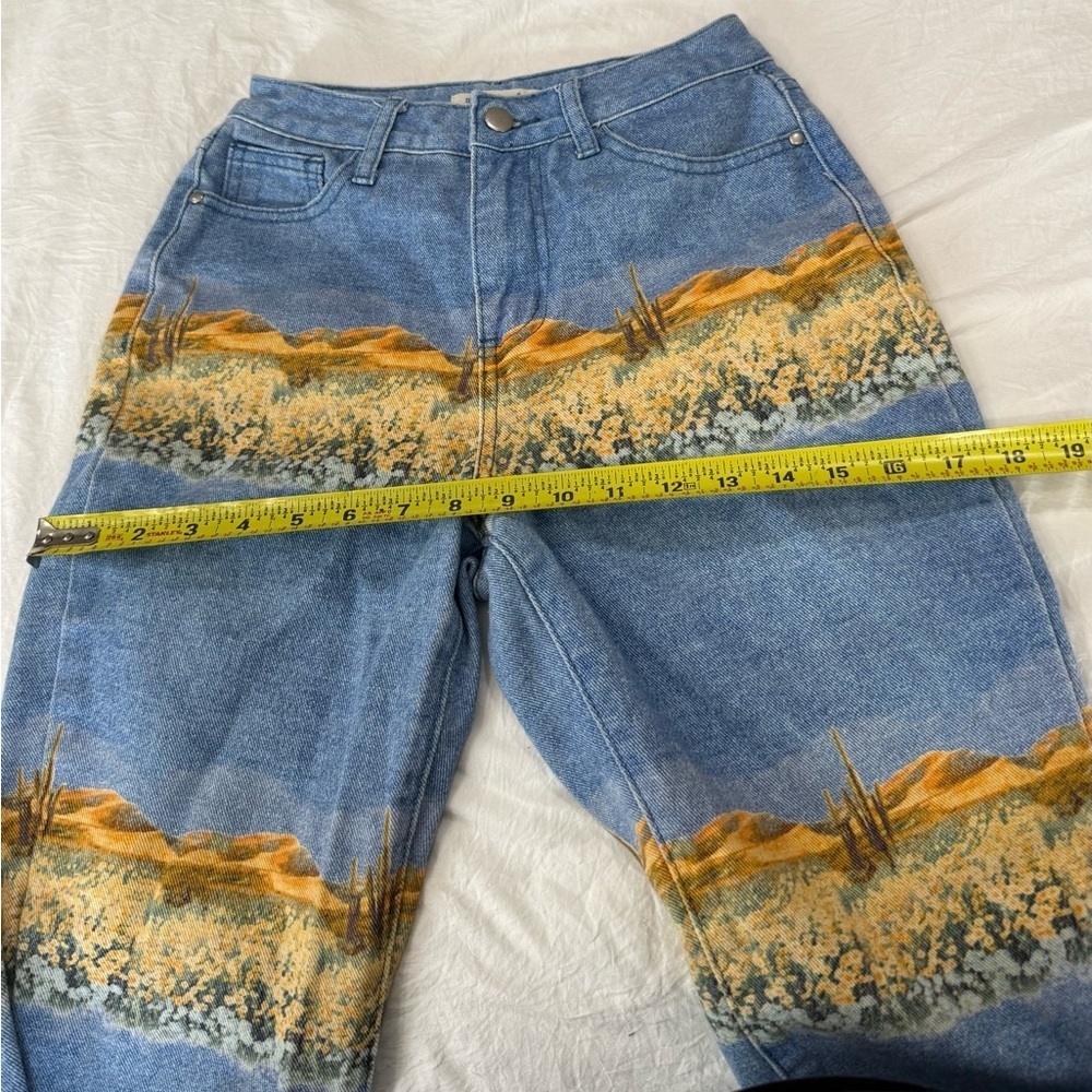 Machine Blue and Brown Straight Leg Jeans - Picture 9 of 13